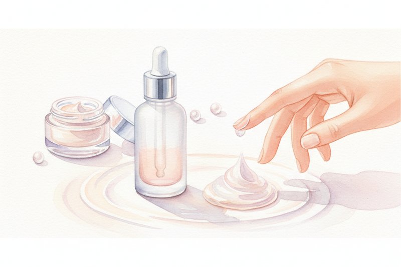 Ilustracion acuarela sobre Cómo usar el escualano en tu rutina facial
