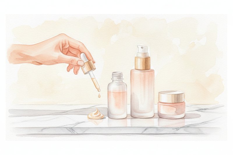 Ilustracion acuarela sobre Piel mixta: Qué es + rutina facial