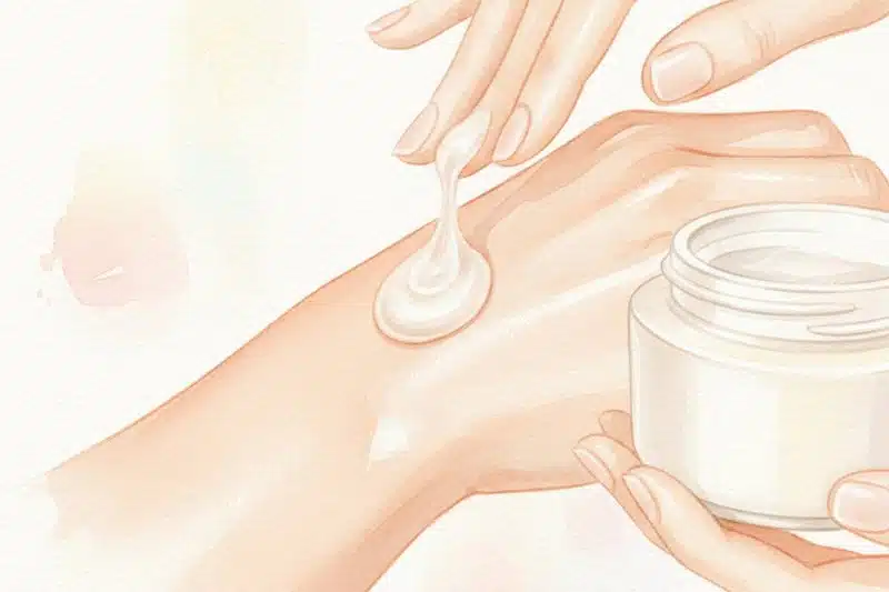 Ilustracion acuarela sobre Los emolientes más eficaces en cosmética dermatológica actual