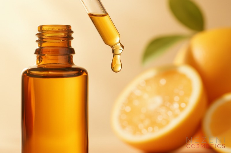 Sérum de vitamina C en frasco de vidrio ámbar con gotero — blog Nezeni